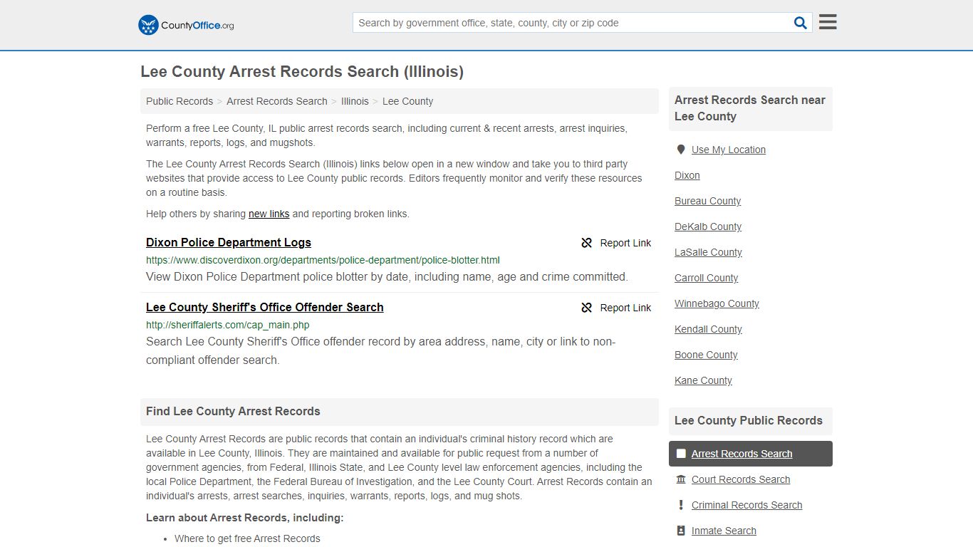 Arrest Records Search - Lee County, IL (Arrests & Mugshots)